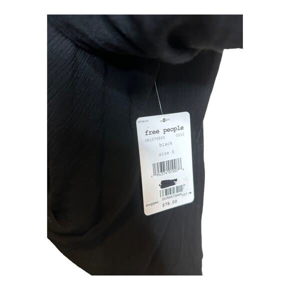 Free People black faux wrap long sleeves blouse size small - Picture 6 of 15
